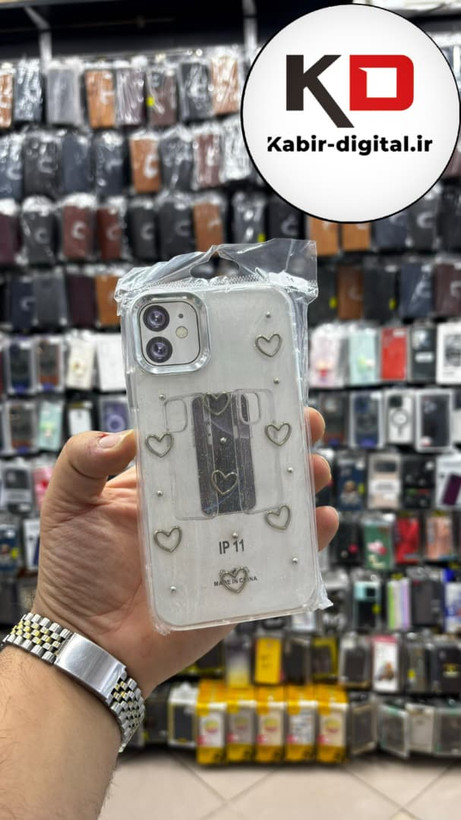 قاب گوشی iPhone 11 آیفون لاکچری شفاف رزینی طرح شاین لنز کرومی طرح قلبی