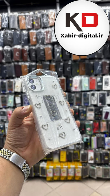 قاب گوشی iPhone 11 آیفون لاکچری شفاف رزینی طرح شاین لنز کرومی طرح قلبی