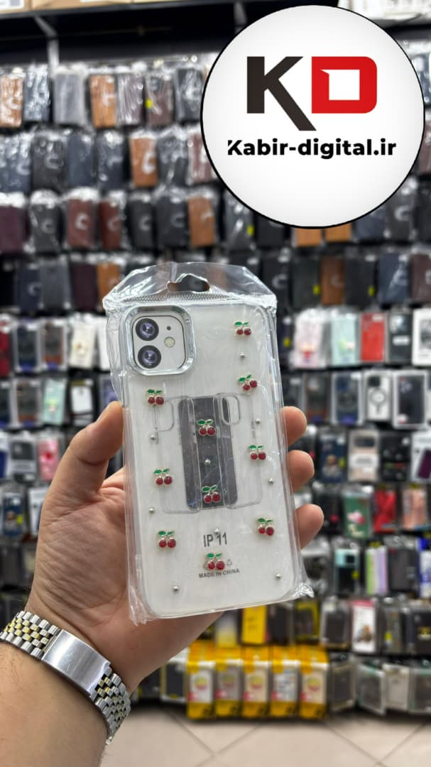 قاب گوشی iPhone 11 آیفون لاکچری شفاف رزینی طرح شاین لنز کرومی طرح گیلاس