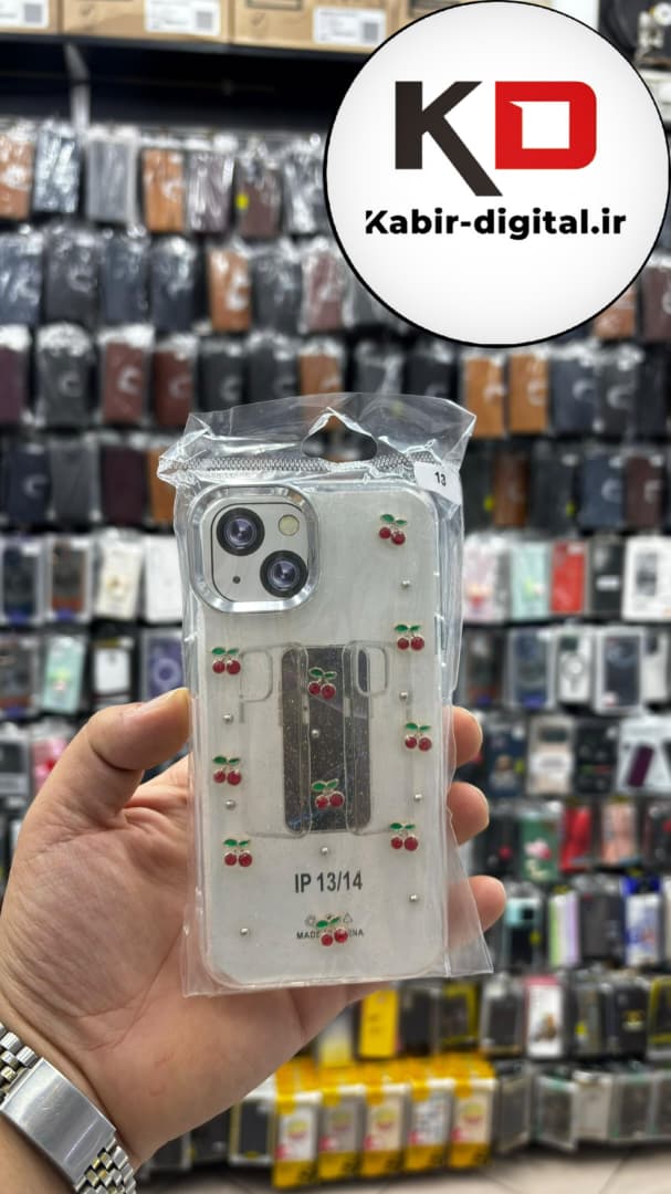 قاب گوشی iPhone 13/14/15 آیفون لاکچری شفاف رزینی طرح شاین لنز کرومی طرح گیلاس