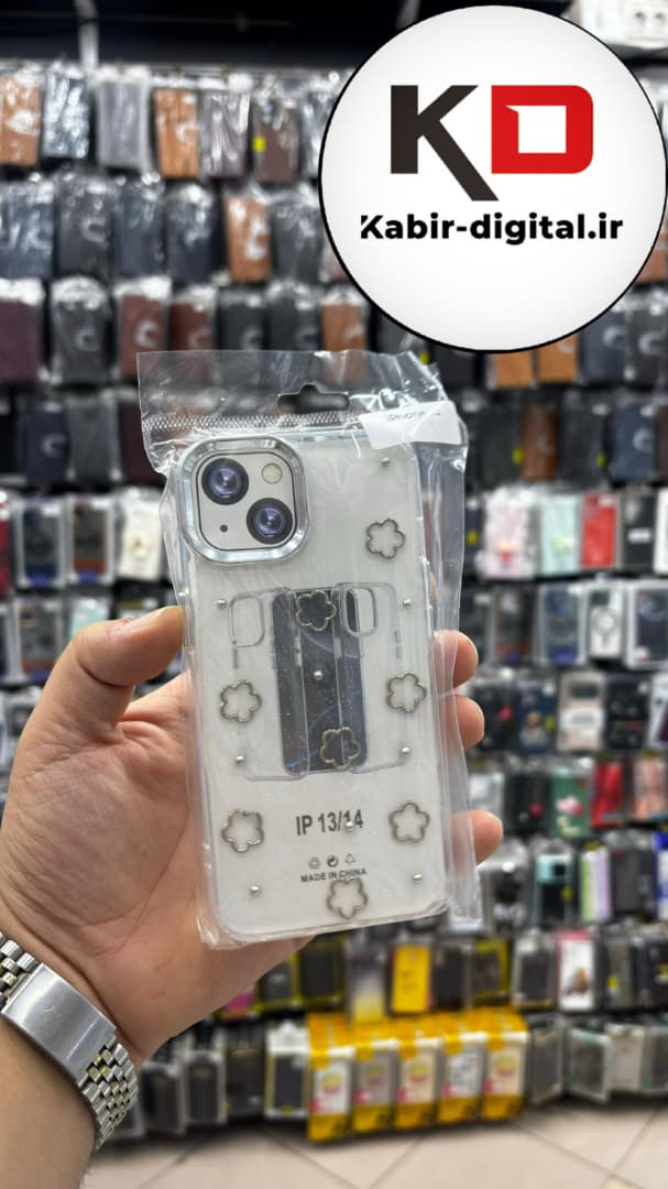 قاب گوشی iPhone 13/14/15 آیفون لاکچری شفاف رزینی طرح شاین لنز کرومی طرح ستاره