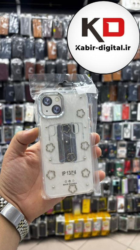 قاب گوشی iPhone 13/14/15 آیفون لاکچری شفاف رزینی طرح شاین لنز کرومی طرح ستاره
