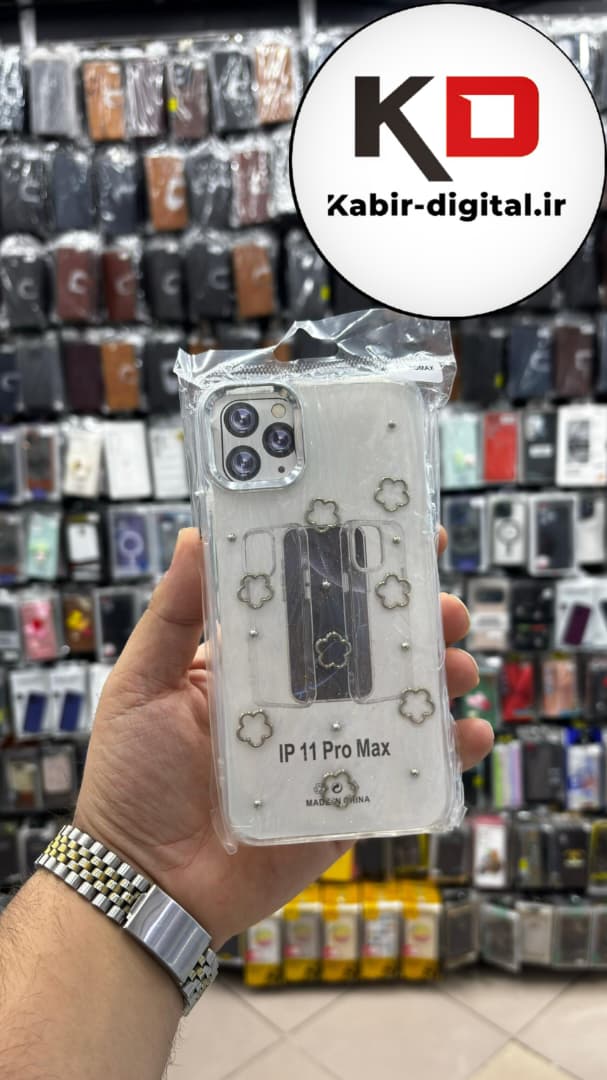 قاب گوشی iPhone 11 Pro Max آیفون لاکچری شفاف رزینی طرح شاین لنز کرومی طرح ستاره