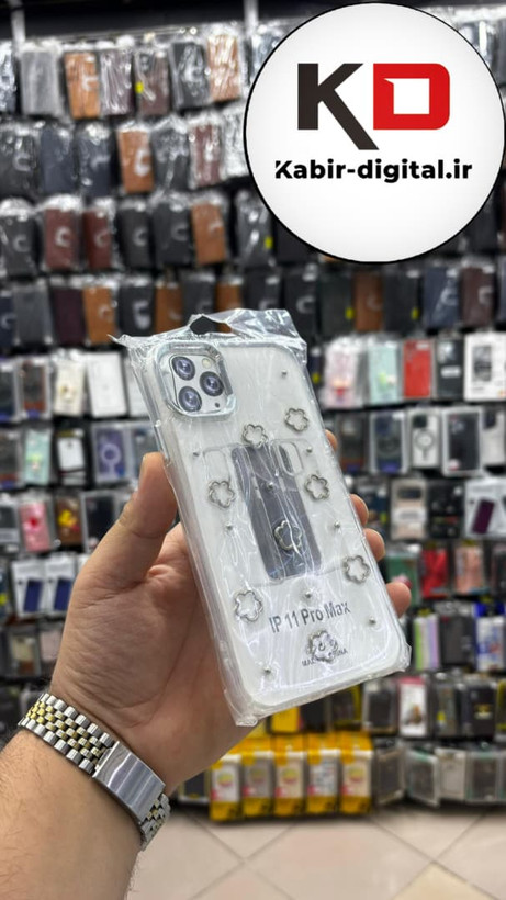 قاب گوشی iPhone 11 Pro Max آیفون لاکچری شفاف رزینی طرح شاین لنز کرومی طرح ستاره