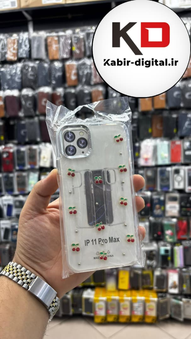 قاب گوشی iPhone 11 Pro Max آیفون لاکچری شفاف رزینی طرح شاین لنز کرومی طرح گیلاس