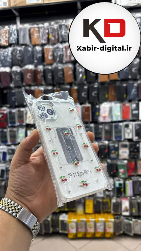 قاب گوشی iPhone 11 Pro Max آیفون لاکچری شفاف رزینی طرح شاین لنز کرومی طرح گیلاس