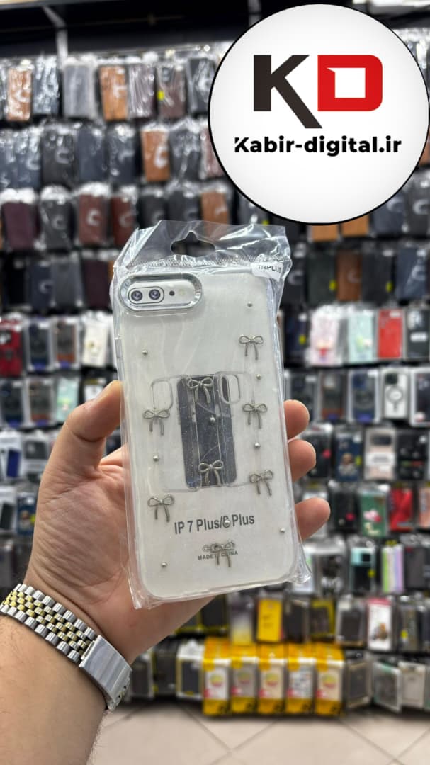 قاب گوشی iPhone 7 Plus / 8 plus آیفون لاکچری شفاف رزینی طرح شاین لنز کرومی طرح پاپیون