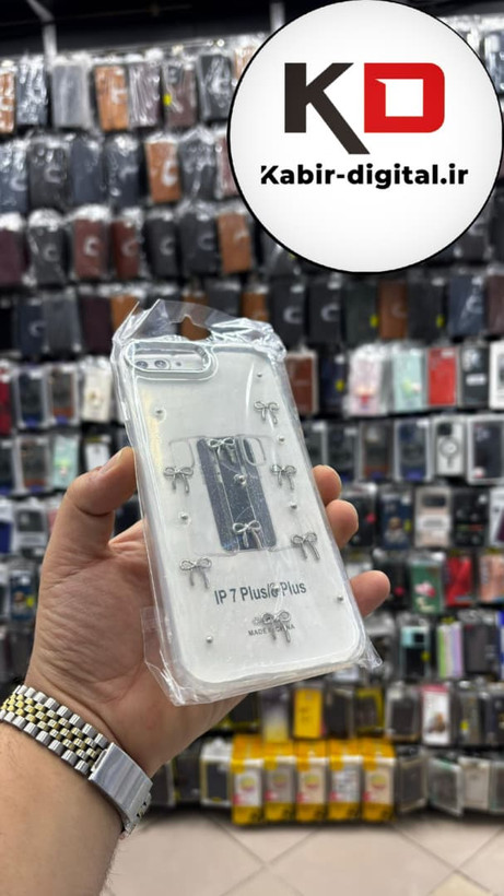 قاب گوشی iPhone 7 Plus / 8 plus آیفون لاکچری شفاف رزینی طرح شاین لنز کرومی طرح پاپیون