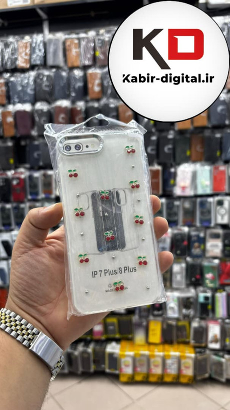قاب گوشی iPhone 7 Plus / 8 plus آیفون لاکچری شفاف رزینی طرح شاین لنز کرومی طرح گیلاس
