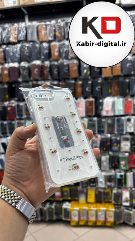 قاب گوشی iPhone 7 Plus / 8 plus آیفون لاکچری شفاف رزینی طرح شاین لنز کرومی طرح گیلاس