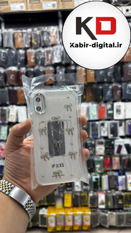 قاب گوشی iPhone Xs / X آیفون لاکچری شفاف رزینی طرح شاین لنز کرومی طرح پاپیون