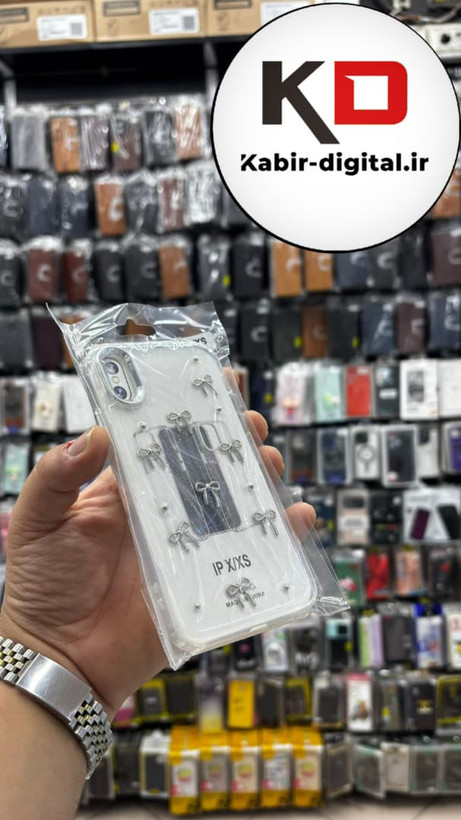 قاب گوشی iPhone Xs / X آیفون لاکچری شفاف رزینی طرح شاین لنز کرومی طرح پاپیون