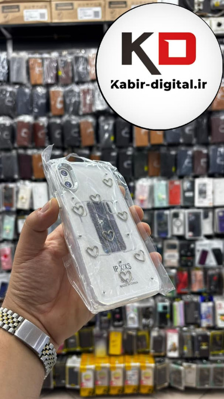 قاب گوشی iPhone Xs / X آیفون لاکچری شفاف رزینی طرح شاین لنز کرومی طرح قلبی