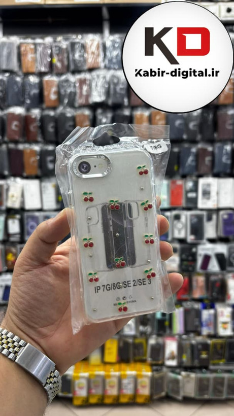 قاب گوشی iPhone 7 / 8 / SE آیفون لاکچری شفاف رزینی طرح شاین لنز کرومی طرح گیلاس