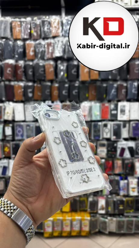 قاب گوشی iPhone 7 / 8 / SE آیفون لاکچری شفاف رزینی طرح شاین لنز کرومی طرح ستاره