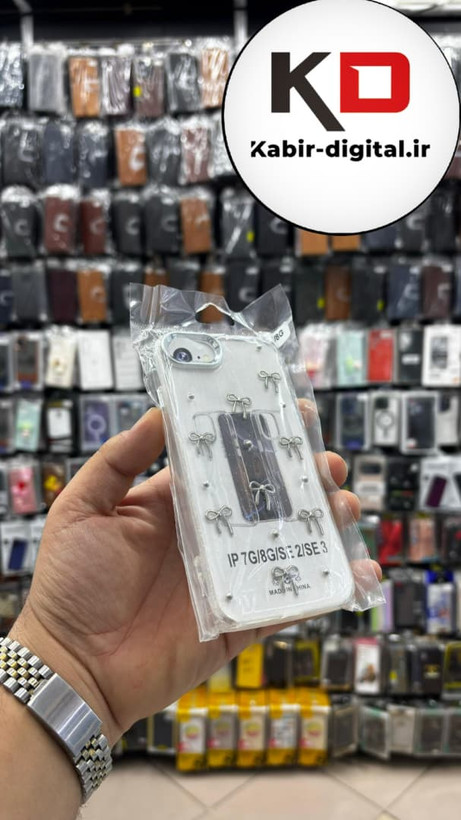 قاب گوشی iPhone 7 / 8 / SE آیفون لاکچری شفاف رزینی طرح شاین لنز کرومی طرح پاپیون
