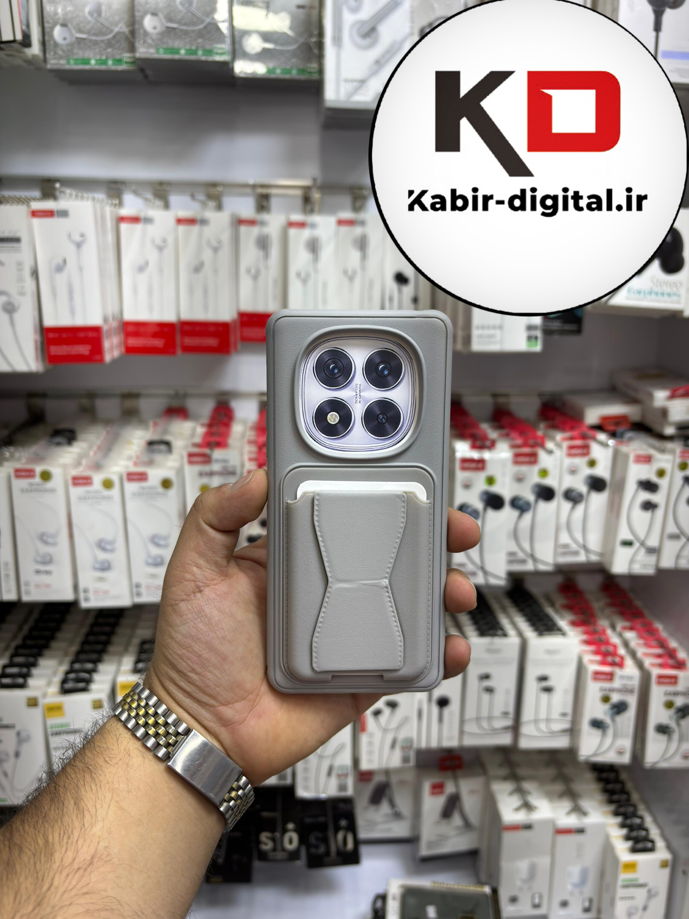 قاب گوشی Redmi Note 14 Pro 4G /Note 14 Pro 5G / Note 14 Pro Plus/ POCO X7 شیائومی چرمی جاکارتی استندشو  اورجینال طوسی