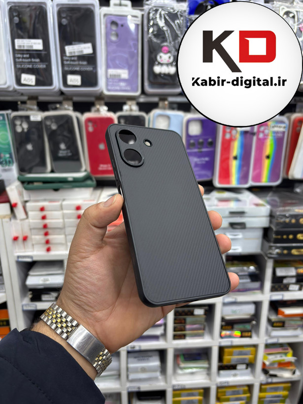 قاب گوشی Redmi 13C / POCO C65 شیائومی Hatching Case سیلیکونی طرح هاشور ایربگ دار محافظ لنز دار مشکی