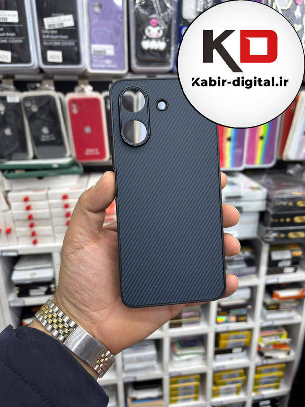 قاب گوشی Redmi 13C / POCO C65 شیائومی Hatching Case سیلیکونی طرح هاشور ایربگ دار محافظ لنز دار سرمه ای