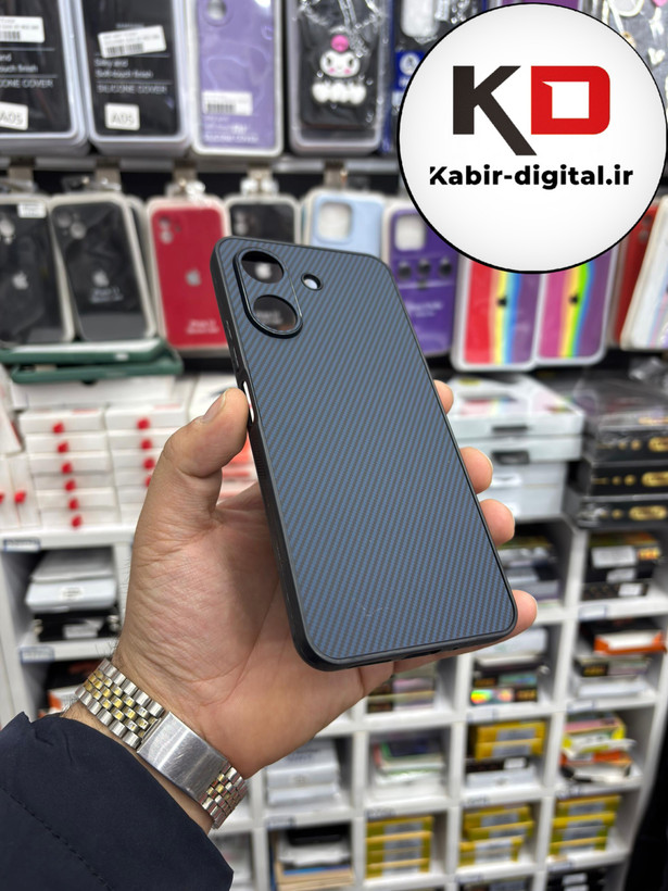 قاب گوشی Redmi 13C / POCO C65 شیائومی Hatching Case سیلیکونی طرح هاشور ایربگ دار محافظ لنز دار سرمه ای
