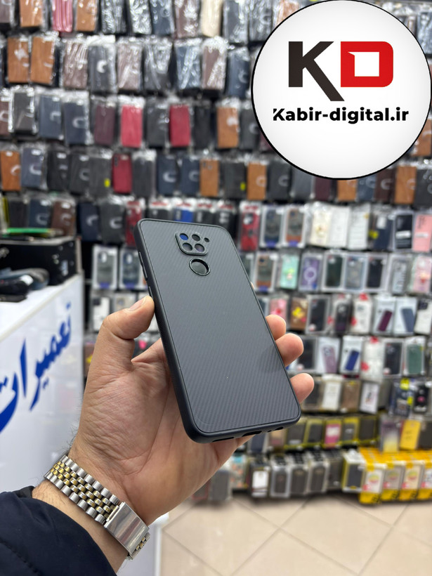 قاب گوشی Note 9 شیائومی Hatching Case سیلیکونی طرح هاشور ایربگ دار محافظ لنز دار مشکی