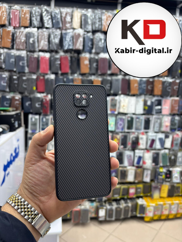 قاب گوشی Note 9 شیائومی Hatching Case سیلیکونی طرح هاشور ایربگ دار محافظ لنز دار مشکی