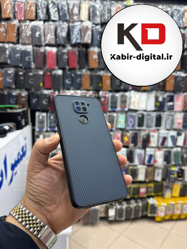قاب گوشی Note 9 شیائومی Hatching Case سیلیکونی طرح هاشور ایربگ دار محافظ لنز دار سرمه ای