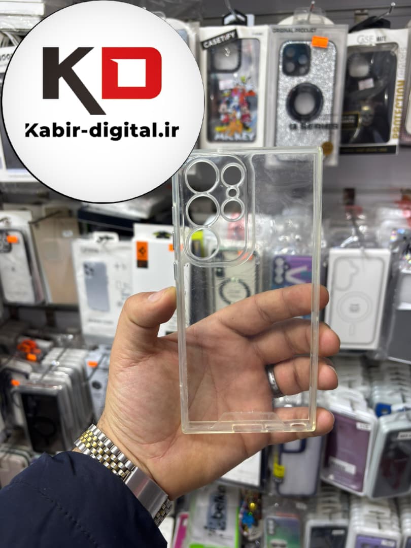 قاب گوشی Galaxy S23 Ultra سامسونگ ژله ایی پشت سخت شیشه ای شفاف محافظ لنزدار کپسولی بی رنگ
