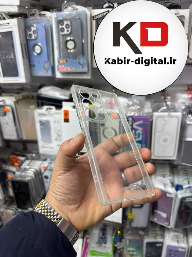 قاب گوشی Galaxy S23 Ultra سامسونگ ژله ایی پشت سخت شیشه ای شفاف محافظ لنزدار کپسولی بی رنگ