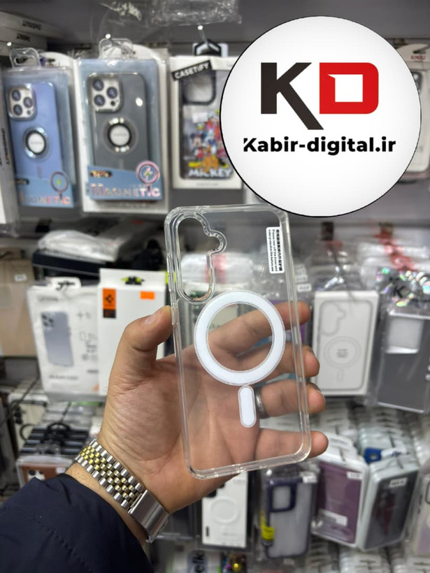 قاب گوشی Galaxy S24 FE سامسونگ Magsafe مگ سیف اورجینال دور ژله ای شفاف