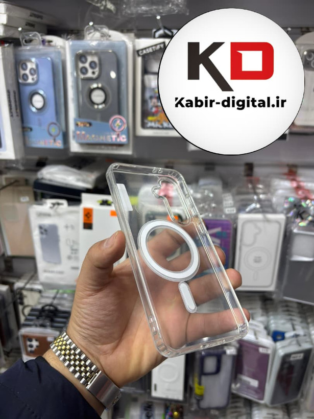 قاب گوشی Galaxy S24 FE سامسونگ Magsafe مگ سیف اورجینال دور ژله ای شفاف