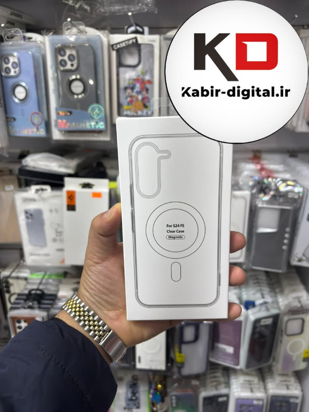 قاب گوشی Galaxy S24 FE سامسونگ Magsafe مگ سیف اورجینال دور ژله ای شفاف