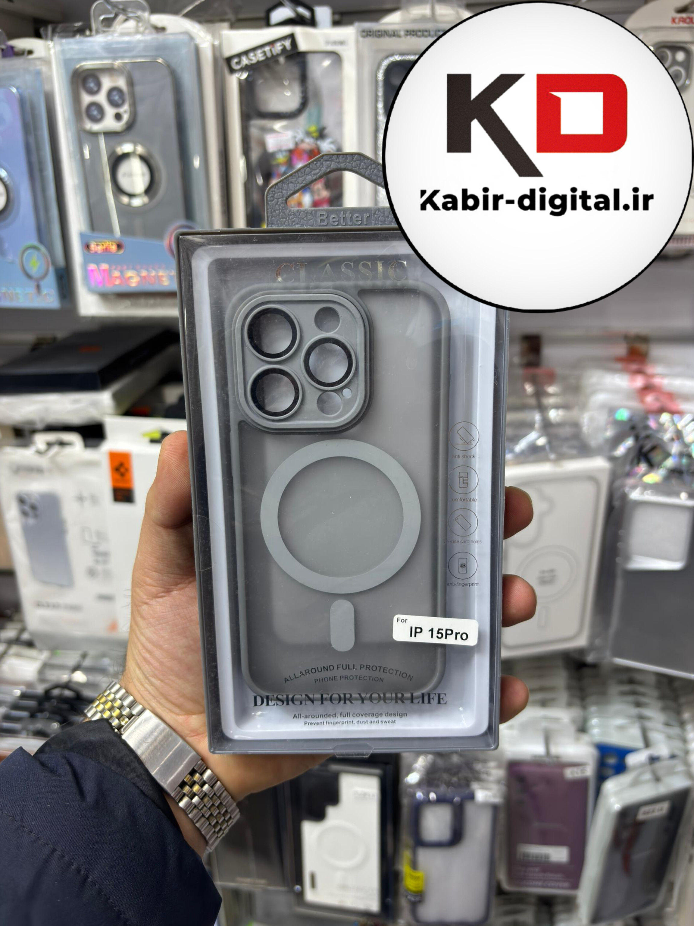 قاب گوشی iPhone 15 Pro آیفون Magsafe مگ سیف اورجینال لنز کربن مات تیتانیوم