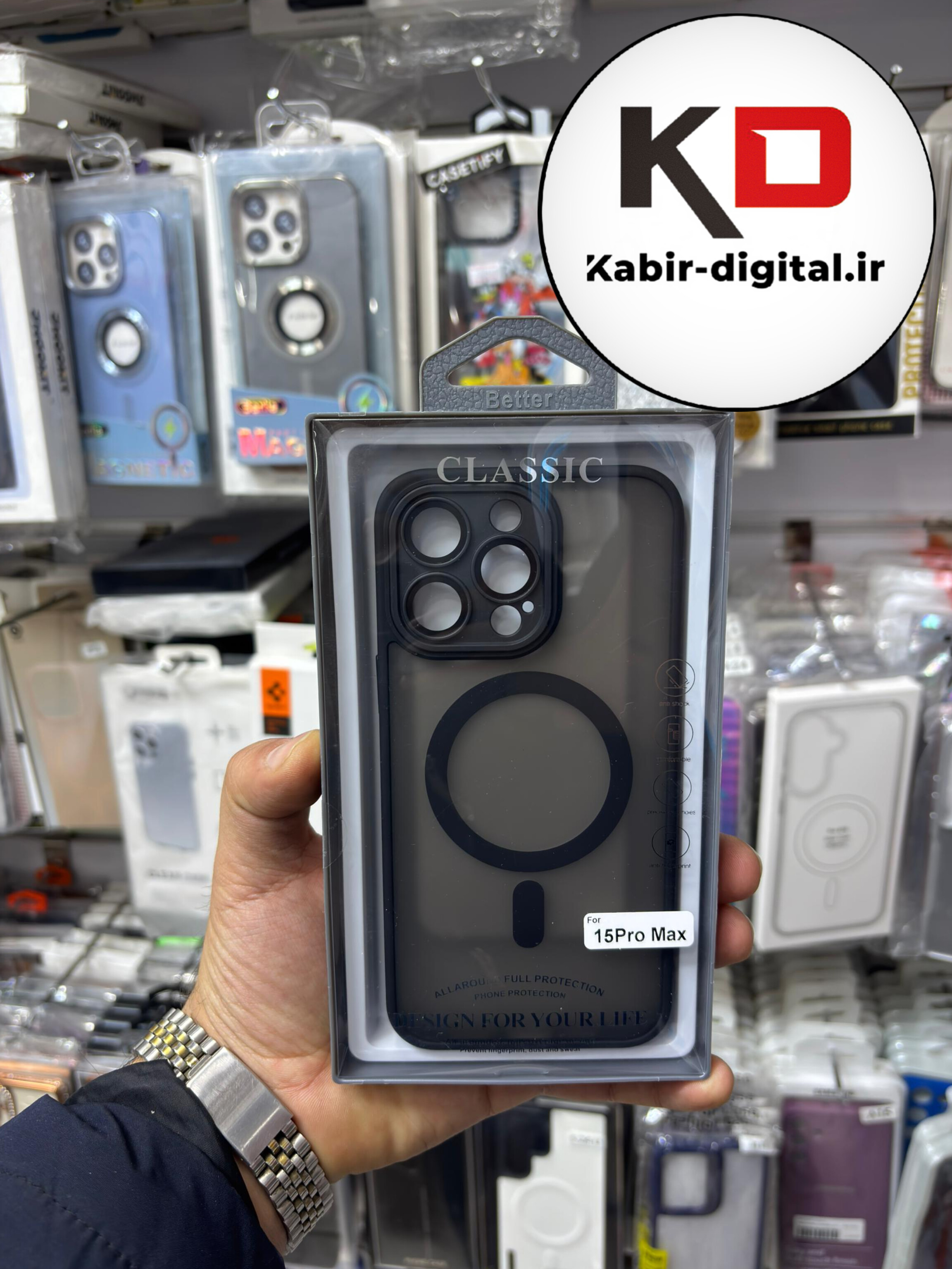 قاب گوشی iPhone 15 Pro Max آیفون Magsafe مگ سیف اورجینال لنز کربن مات مشکی
