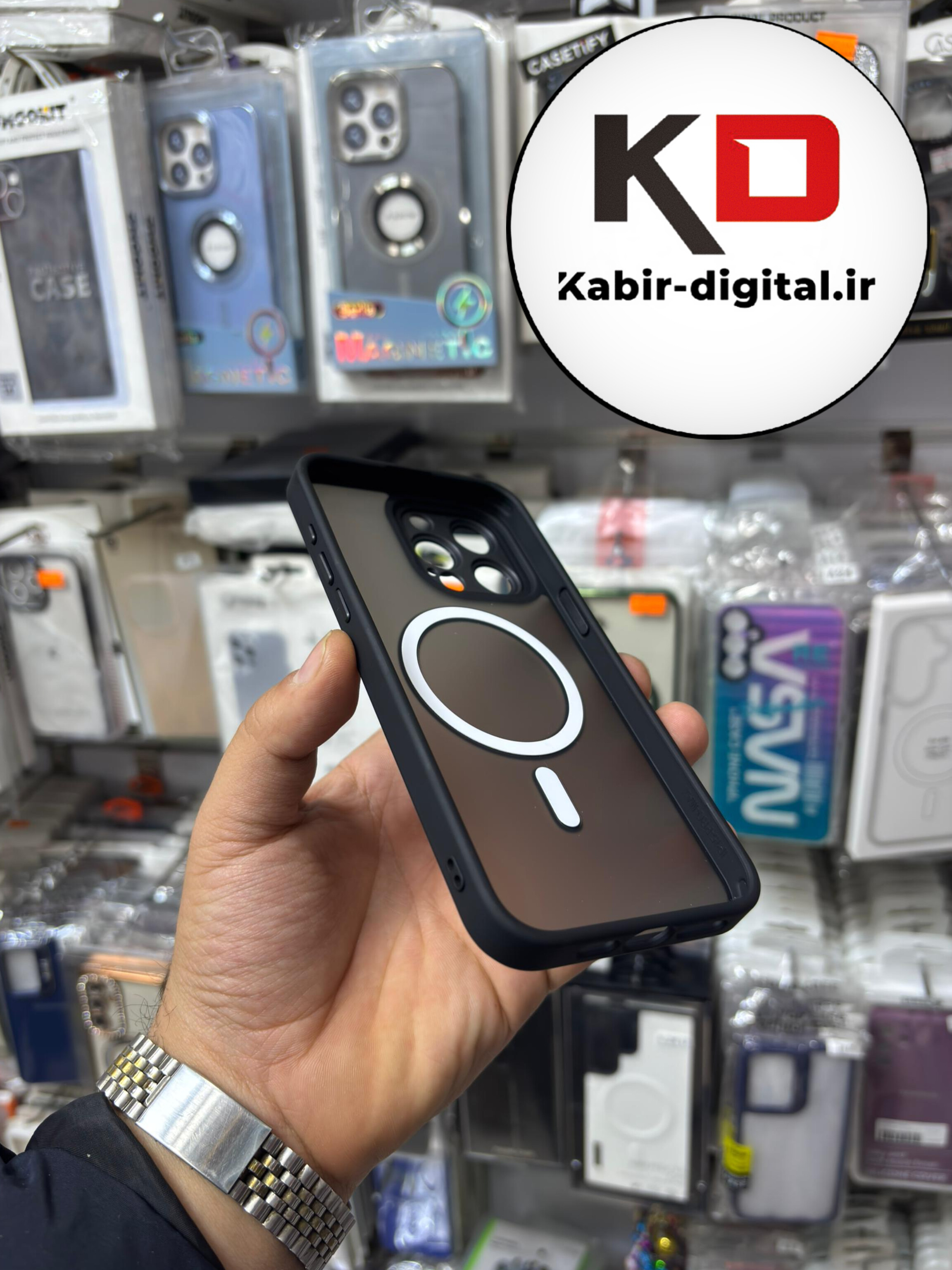 قاب گوشی iPhone 15 Pro Max آیفون Magsafe مگ سیف اورجینال لنز کربن مات مشکی