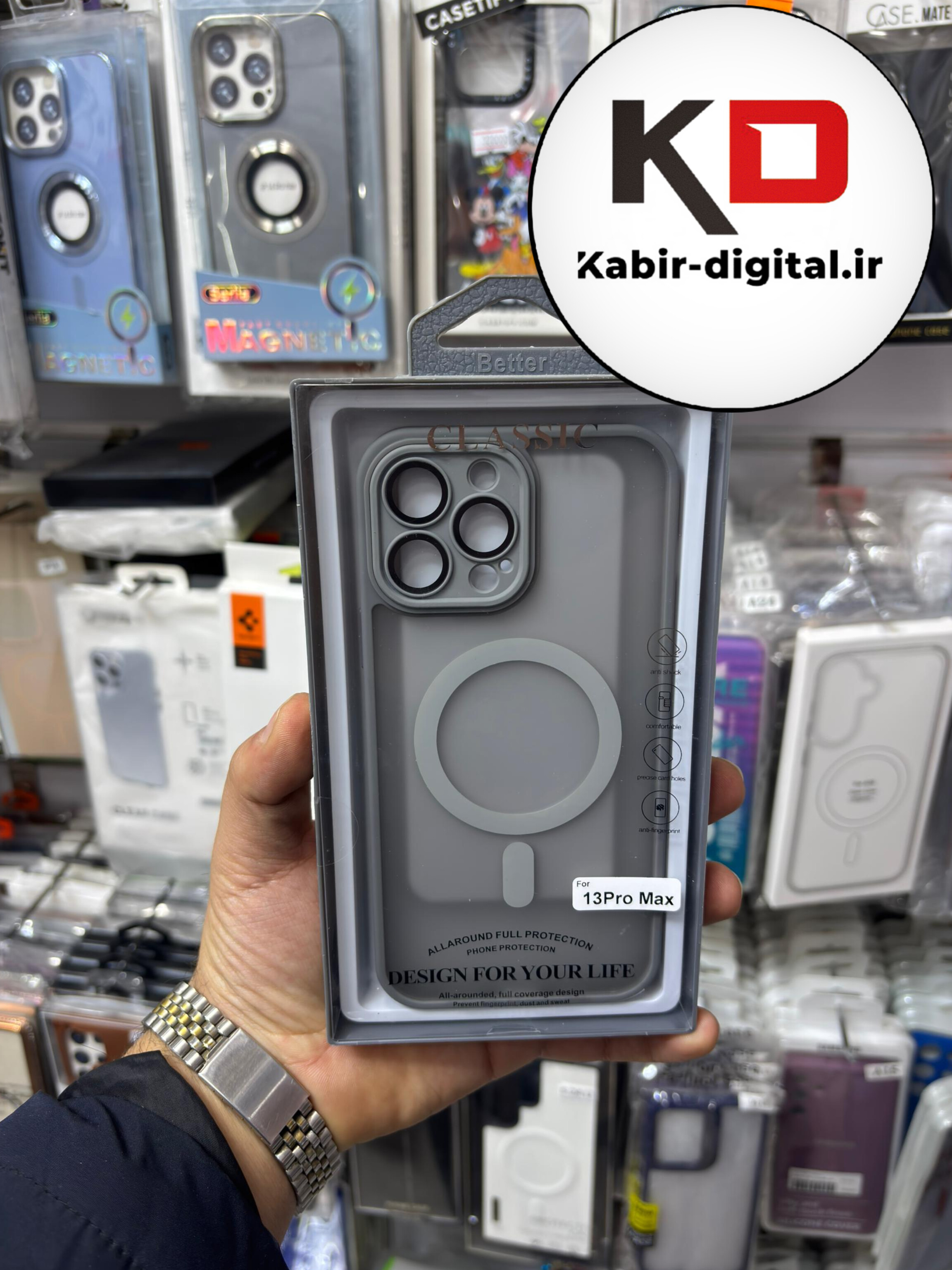 قاب گوشی iPhone 13 Pro Max آیفون Magsafe مگ سیف اورجینال لنز کربن مات تیتانیوم