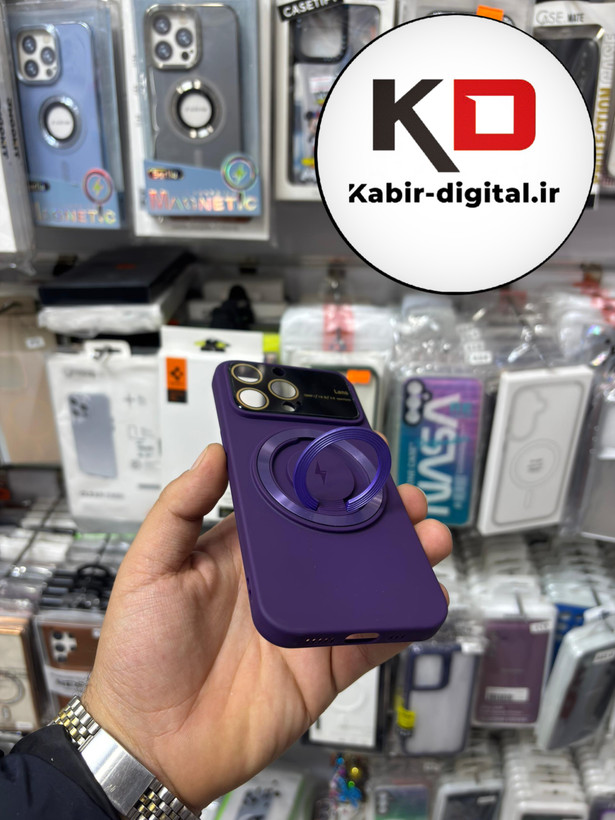 قاب گوشی iPhone 13 Pro Max آیفون سیلیکونی اورجینال Camera Lens زیر بسته HD GLASS FILM محافظ لنز دار مگ سیف هولدر دار بنفش