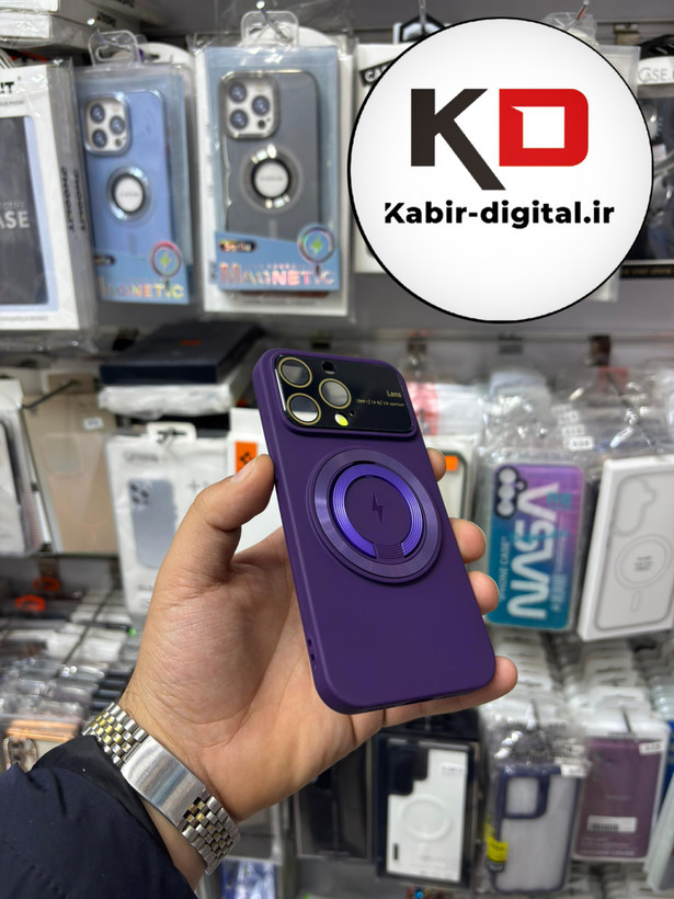 قاب گوشی iPhone 13 Pro Max آیفون سیلیکونی اورجینال Camera Lens زیر بسته HD GLASS FILM محافظ لنز دار مگ سیف هولدر دار بنفش