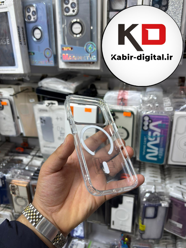قاب گوشی iPhone 17 Pro Max آیفون اورجینال بلکین belkin طرح طلقی شیشه ای شفاف لنز کرومی