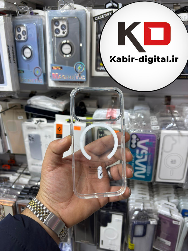 قاب گوشی iPhone 17 Pro Max آیفون اورجینال بلکین belkin طرح طلقی شیشه ای شفاف لنز کرومی