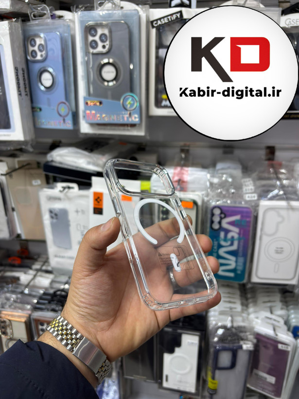قاب گوشی iPhone 17 Pro Max آیفون اورجینال بلکین belkin طرح طلقی شیشه ای شفاف لنز کرومی