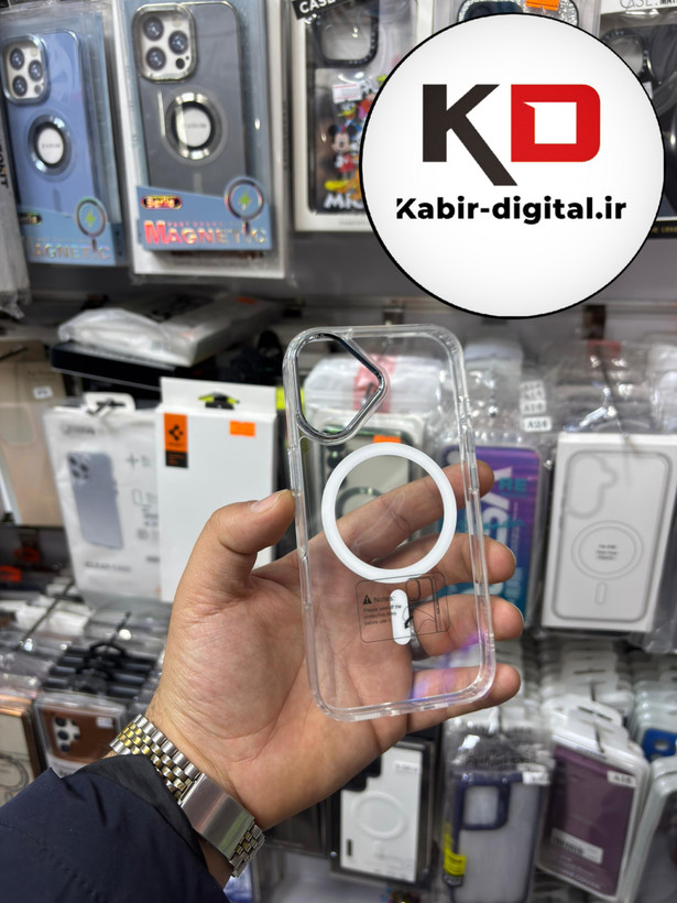 قاب گوشی iPhone 17 آیفون اورجینال بلکین belkin طرح طلقی شیشه ای شفاف لنز کرومی