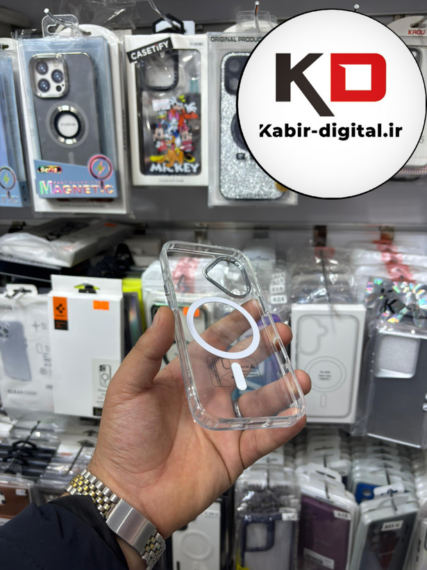 قاب گوشی iPhone 17 آیفون اورجینال بلکین belkin طرح طلقی شیشه ای شفاف لنز کرومی