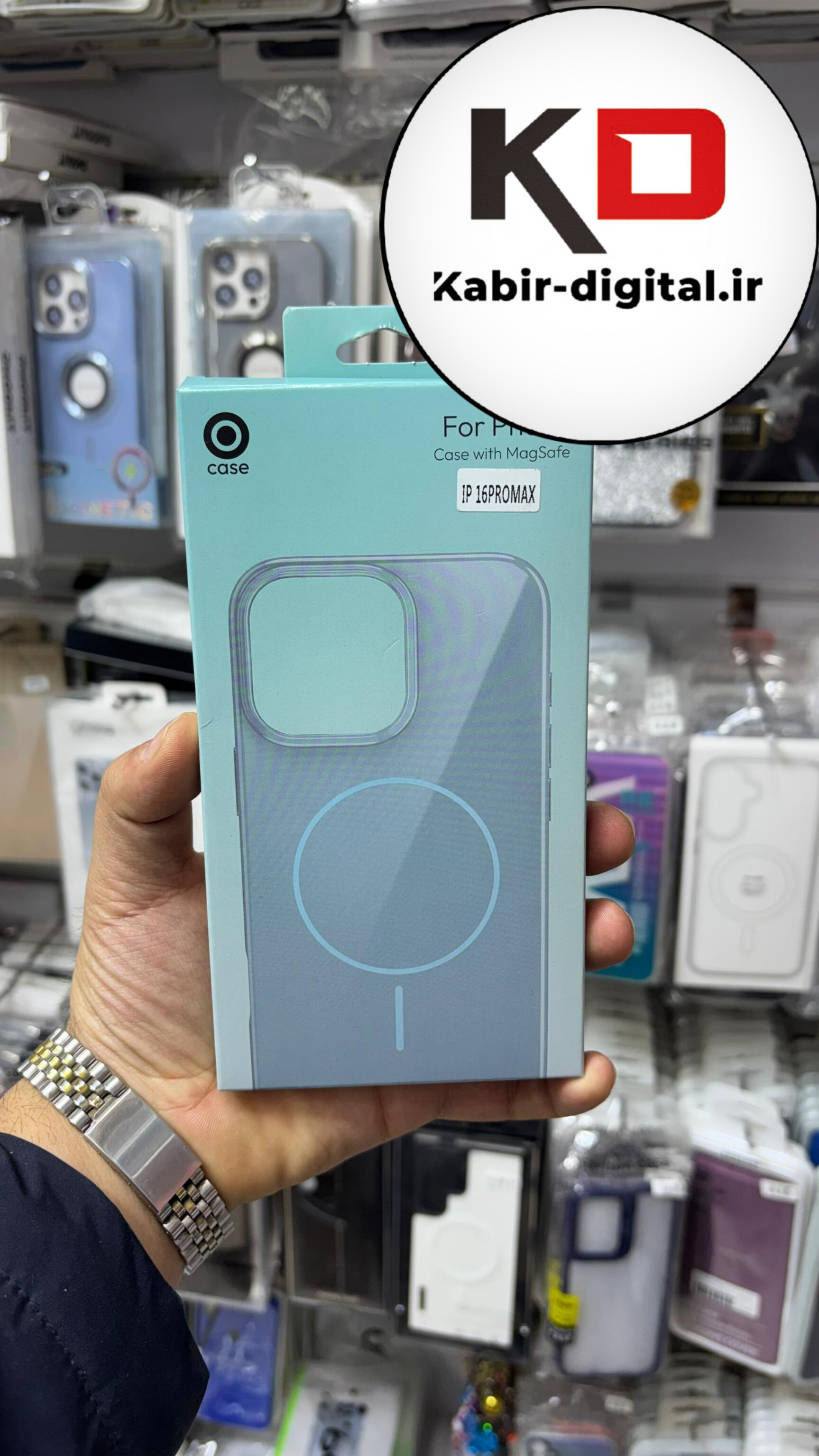 قاب گوشی iPhone 16 Pro Max آیفون سیلیکونی Metalic اکلیلی مگ سیف Magsafe اورجینال محافظ لنز دارآبی