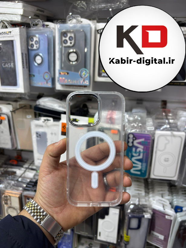 قاب گوشیiPhone 16 Pro max آیفون Magsafe مگ سیف اورجینال دور ژله ای شفاف