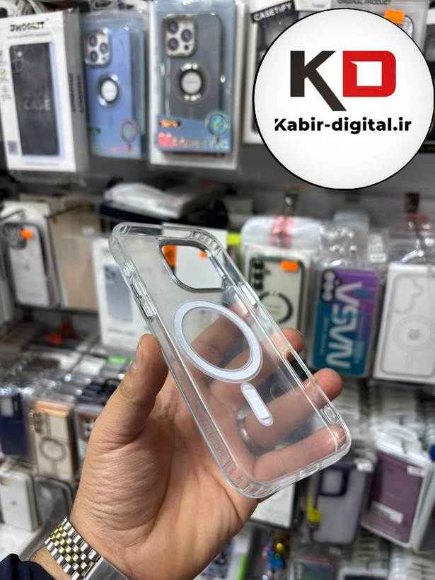 قاب گوشیiPhone 16 Pro max آیفون Magsafe مگ سیف اورجینال دور ژله ای شفاف