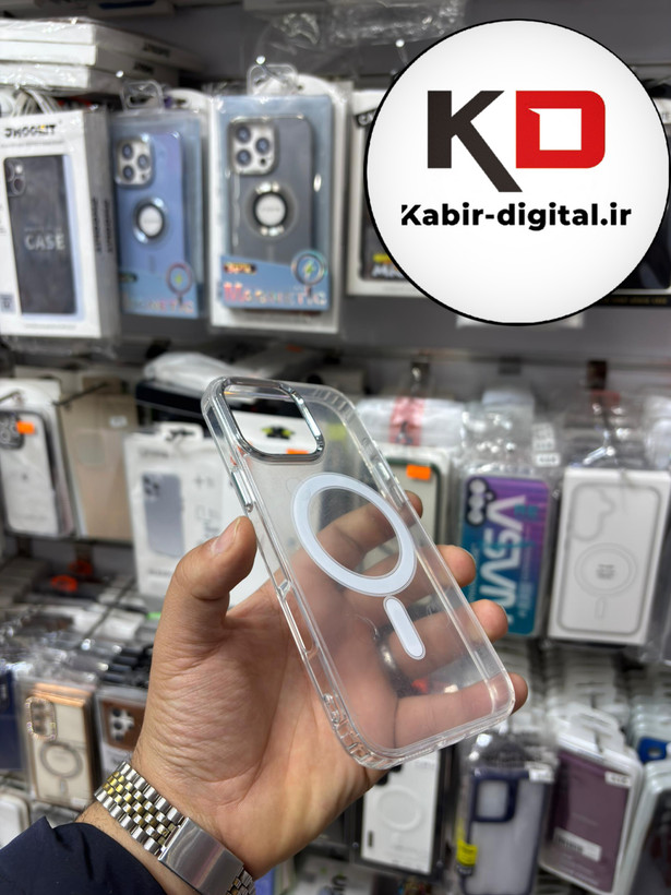 قاب گوشیiPhone 16 Pro max آیفون Magsafe مگ سیف اورجینال دور ژله ای شفاف