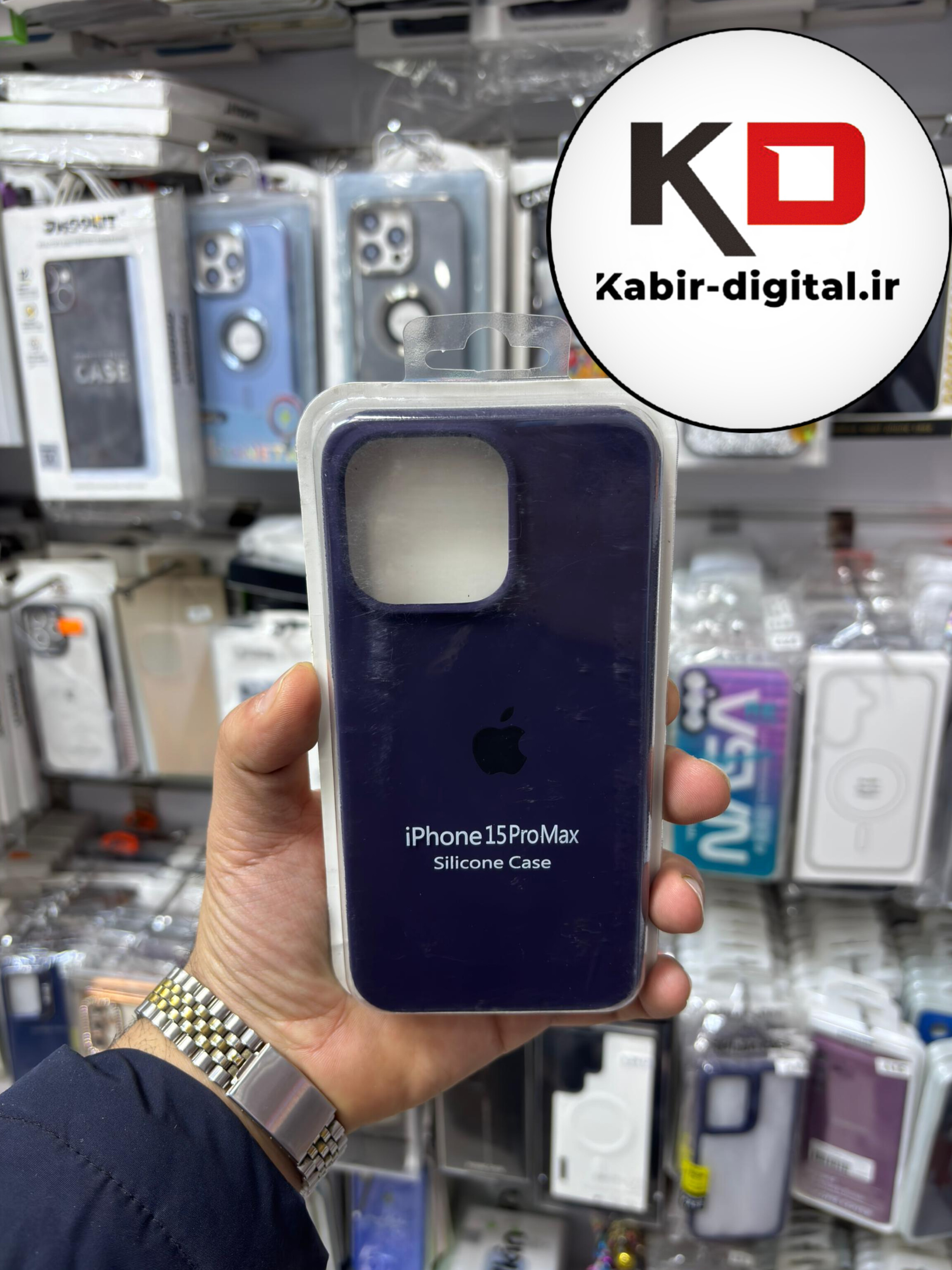 قاب گوشیiPhone 15 Pro max آیفون سیلیکونی اورجینال پاک کنی درجه یک زیربسته سرمه ایی