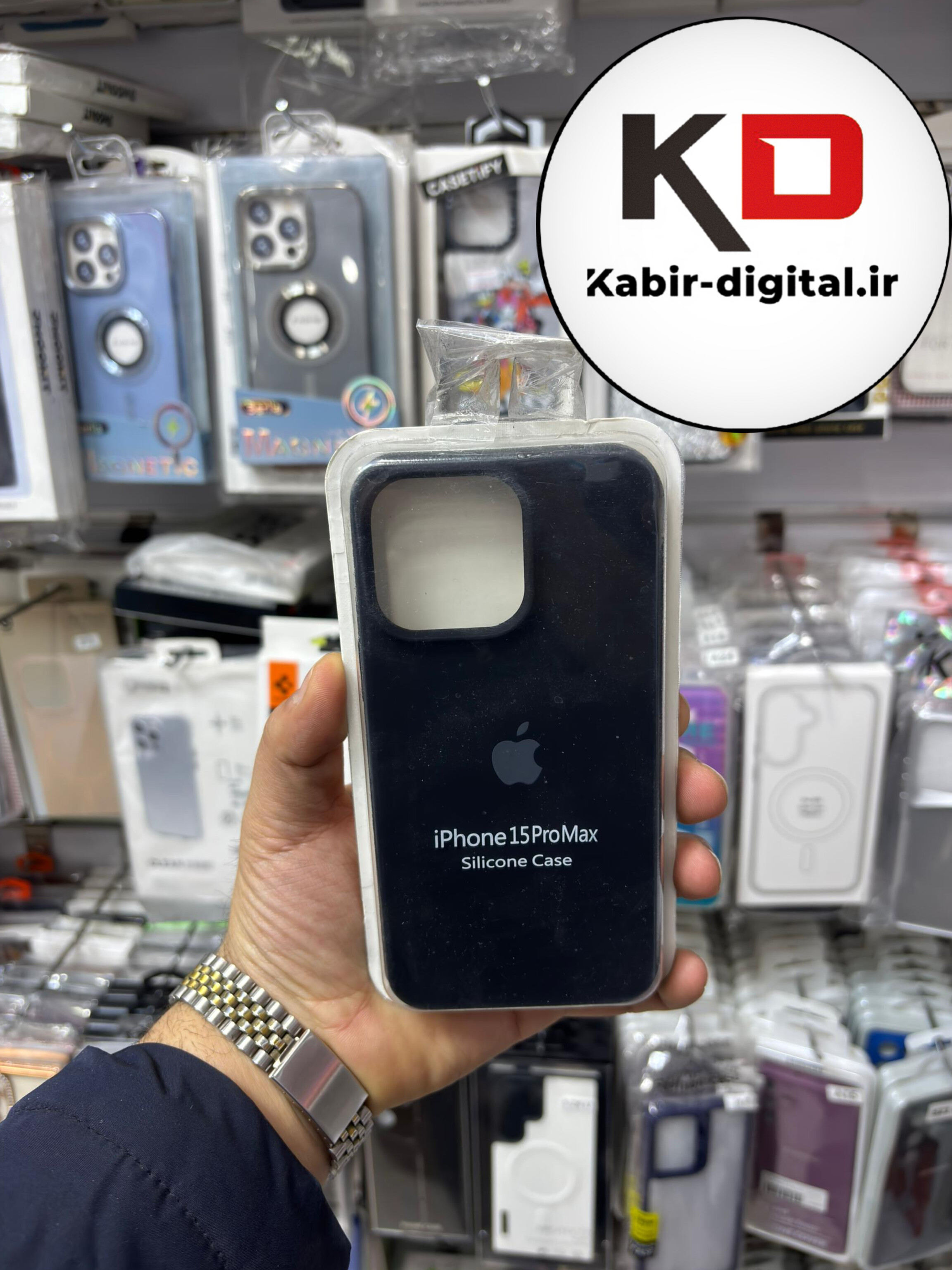 قاب گوشیiPhone 15 Pro max آیفون سیلیکونی اورجینال پاک کنی درجه یک زیربسته مشکی