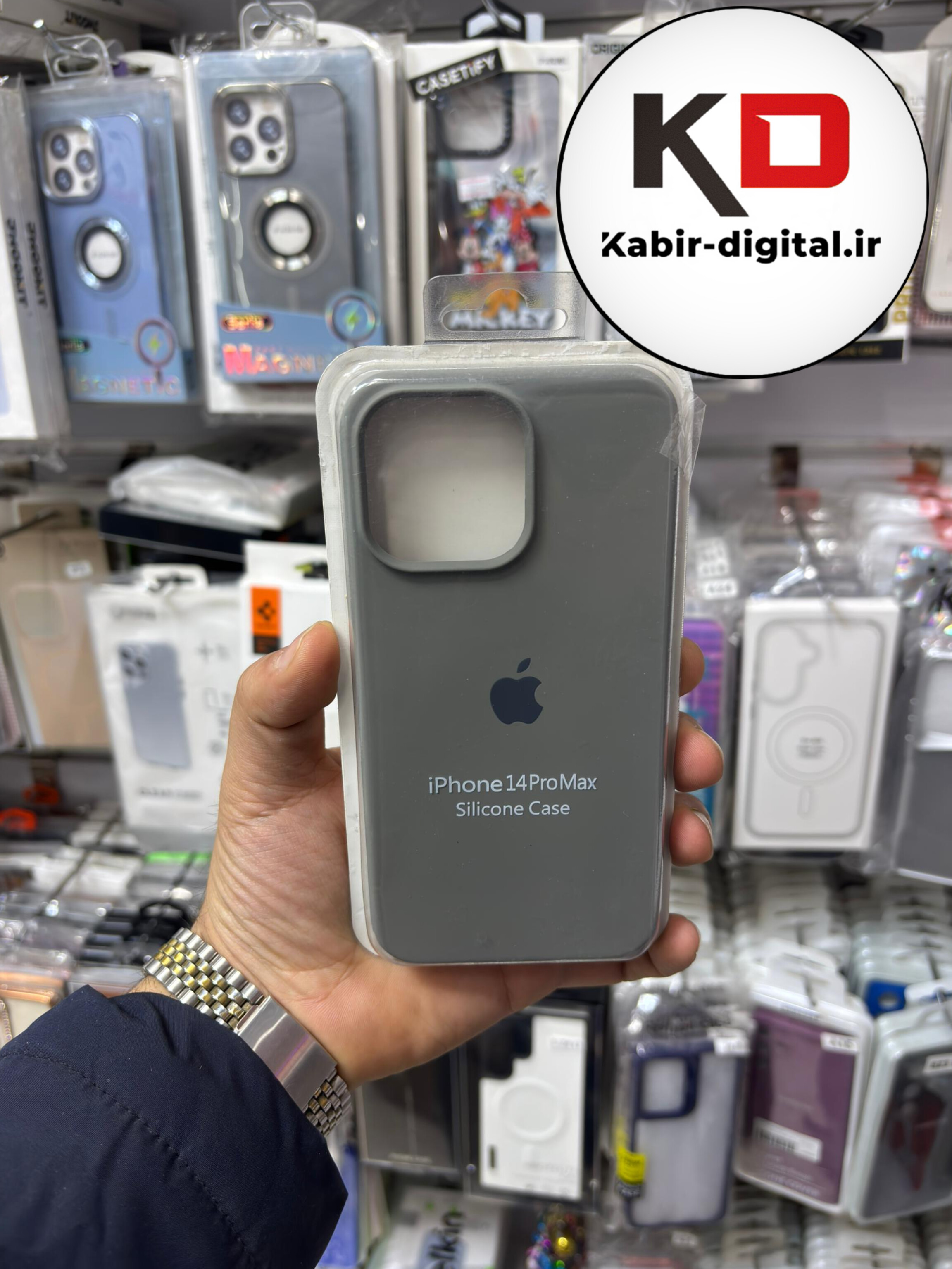 قاب گوشیiPhone 14 Pro max آیفون سیلیکونی اورجینال پاک کنی درجه یک زیربسته خاکی